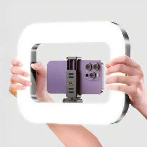 Anneau lumineux portable YM200 pour la photographie de téléphone - température de couleur de 2 000 K à 8 500 K et IRC96+ avec luminosité réglable. Lampe selfie portable convenant aux selfies et à la diffusion en direct, lampe portable