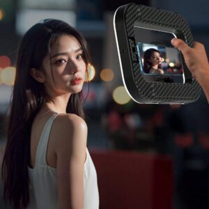 Anneau lumineux portable YM200 pour la photographie de téléphone - température de couleur de 2 000 K à 8 500 K et IRC96+ avec luminosité réglable. Lampe selfie portable convenant aux selfies et à la diffusion en direct, lampe portable