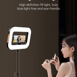 Anneau lumineux portable YM200 pour la photographie de téléphone - température de couleur de 2 000 K à 8 500 K et IRC96+ avec luminosité réglable. Lampe selfie portable convenant aux selfies et à la diffusion en direct, lampe portable