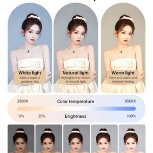 Anneau lumineux portable YM200 pour la photographie de téléphone - température de couleur de 2 000 K à 8 500 K et IRC96+ avec luminosité réglable. Lampe selfie portable convenant aux selfies et à la diffusion en direct, lampe portable