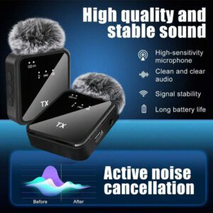 Microphone cravate sans fil professionnel compatible avec iPhone, iPad - Microphone omnidirectionnel sans fil à condensateur pour enregistrement d'entretien, vidéo, podcast