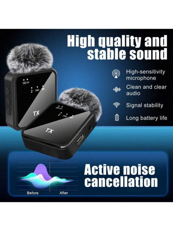 Microphone cravate sans fil professionnel compatible avec iPhone, iPad - Microphone omnidirectionnel sans fil à condensateur pour enregistrement d'entretien, vidéo, podcast – Image 7