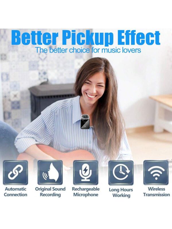 Microphone cravate sans fil professionnel compatible avec iPhone, iPad - Microphone omnidirectionnel sans fil à condensateur pour enregistrement d'entretien, vidéo, podcast – Image 9