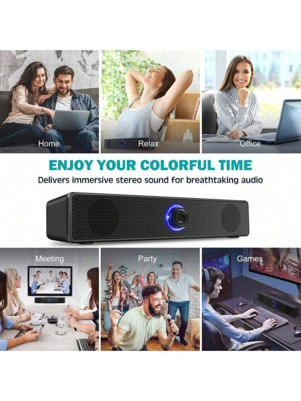 Enceintes pour ordinateur alimentées par USB, enceintes stéréo filaires de bureau pour ordinateur de bureau, ordinateur portable, PC, tablette, téléphone portable, lecteur CD, écran TV sans fil, haut-parleur Bluetooth – Image 9