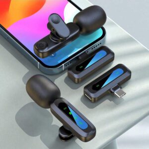 HITOZON Microphone cravate sans fil professionnel pour smartphone, microphone sans fil plug-and-play, micro-cravate pour enregistrement vidéo, enseignement, interviews, podcast, micro omnidirectionnel sans fil à condensateur pour vlog