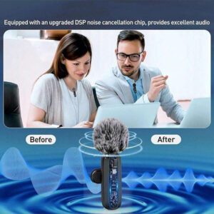 HITOZON Microphone cravate sans fil professionnel pour smartphone, microphone sans fil plug-and-play, micro-cravate pour enregistrement vidéo, enseignement, interviews, podcast, micro omnidirectionnel sans fil à condensateur pour vlog