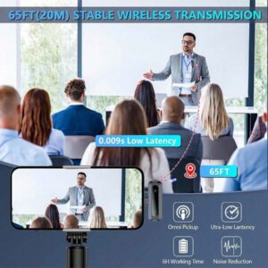 HITOZON Microphone cravate sans fil professionnel pour smartphone, microphone sans fil plug-and-play, micro-cravate pour enregistrement vidéo, enseignement, interviews, podcast, micro omnidirectionnel sans fil à condensateur pour vlog