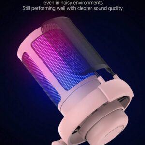 Microphone à condensateur filaire à lumière RVB éblouissante avec bouchon anti-souffle, branché sur USB. Convient pour l'enregistrement sur ordinateur, les jeux et les diffusions en direct