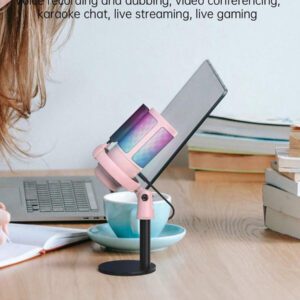 Microphone à condensateur filaire à lumière RVB éblouissante avec bouchon anti-souffle, branché sur USB. Convient pour l'enregistrement sur ordinateur, les jeux et les diffusions en direct