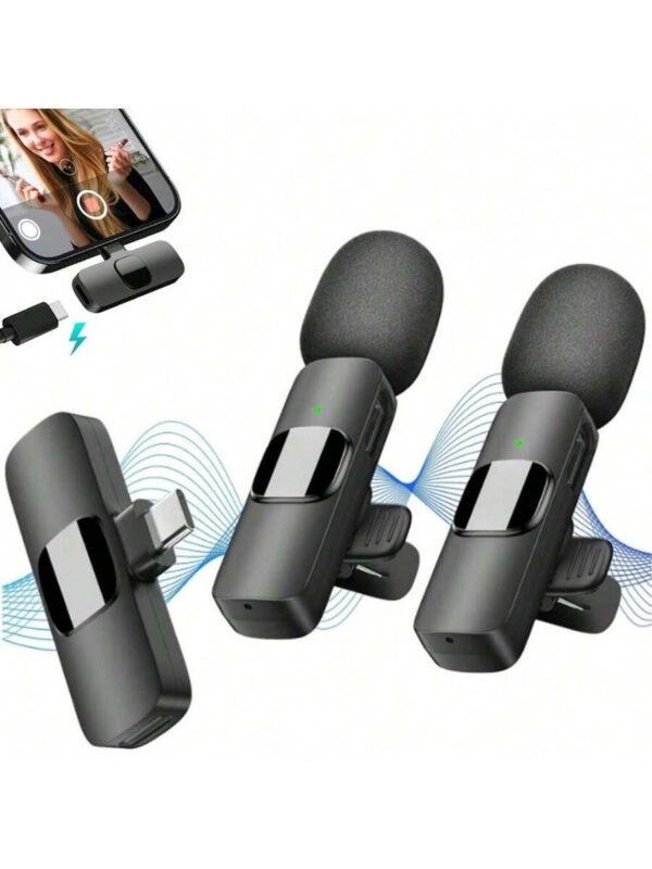 Microphone cravate sans fil compatible avec téléphone/Ipad/Android, mini microphone, microphone cravate plug-and-play avec faible délai et puce de réduction de bruit intégrée pour l'enregistrement vidéo, la diffusion en direct, les interviews, les podcasts et les créateurs de contenu Vlog – Image 2