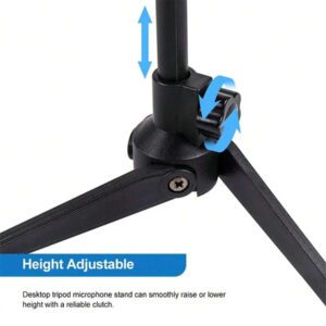 Support de microphone universel Trépied de bureau portable mini Pied de table réglable Support de clip de microphone Support léger