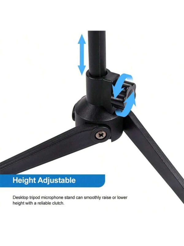 Support de microphone universel Trépied de bureau portable mini Pied de table réglable Support de clip de microphone Support léger – Image 4