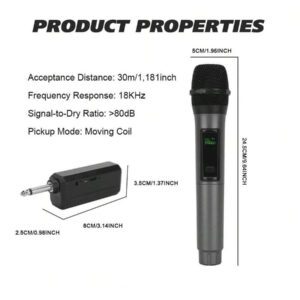 Microphone sans fil portatif, microphone portatif rechargeable, batterie de 8 heures pour diffusion en direct/karaoké/réunion, prêt à l'emploi