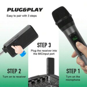 Microphone sans fil portatif, microphone portatif rechargeable, batterie de 8 heures pour diffusion en direct/karaoké/réunion, prêt à l'emploi