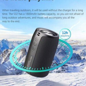 Haut-parleurs sans fil portables ZEALOT, enceinte étanche IPX5, mini enceinte sans fil 5.0 de 8 W, autonomie 5-8h, batterie 1800 mAh, stéréo, avec micro/carte TF/USB/AUX, pour la maison/extérieur, compatible iOS et Android