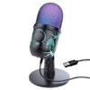 Microphone USB pour ordinateur avec éclairage RVB, microphone pour diffusion en direct pour PC, ordinateur portable, tablette, téléphone, avec fonction de réduction du bruit et de sourdine