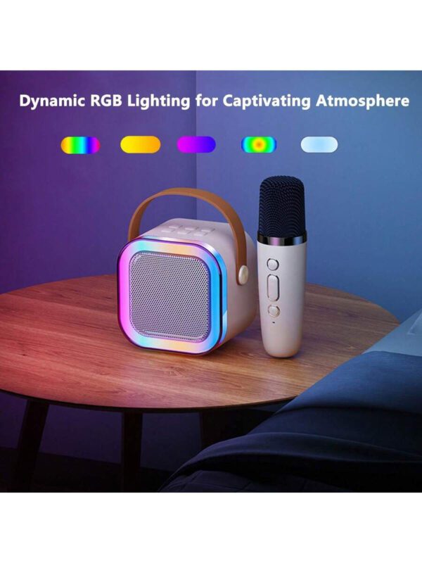 Enceinte karaoké sans fil portable avec microphone sans fil, système d'enceintes KTV stéréo HIFI, enceinte sans fil avec lumières LED RVB colorées, voix modifiée, machine à karaoké pour l'extérieur, les sports, les voyages, le meilleur cadeau pour les fêtes à la maison, cadeau d'anniversaire – Image 6