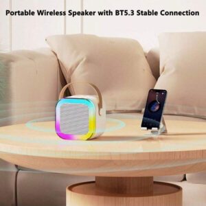 Enceinte karaoké sans fil portable avec microphone sans fil, système d'enceintes KTV stéréo HIFI, enceinte sans fil avec lumières LED RVB colorées, voix modifiée, machine à karaoké pour l'extérieur, les sports, les voyages, le meilleur cadeau pour les fêtes à la maison, cadeau d'anniversaire