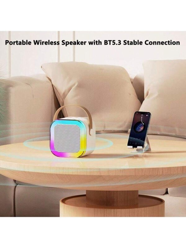 Enceinte karaoké sans fil portable avec microphone sans fil, système d'enceintes KTV stéréo HIFI, enceinte sans fil avec lumières LED RVB colorées, voix modifiée, machine à karaoké pour l'extérieur, les sports, les voyages, le meilleur cadeau pour les fêtes à la maison, cadeau d'anniversaire – Image 7