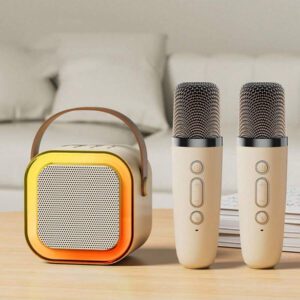 Enceinte karaoké sans fil portable avec microphone sans fil, système d'enceintes KTV stéréo HIFI, enceinte sans fil avec lumières LED RVB colorées, voix modifiée, machine à karaoké pour l'extérieur, les sports, les voyages, le meilleur cadeau pour les fêtes à la maison, cadeau d'anniversaire