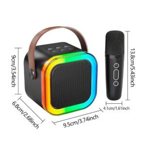 Enceinte karaoké sans fil portable avec microphone sans fil, système d'enceintes KTV stéréo HIFI, enceinte sans fil avec lumières LED RVB colorées, voix modifiée, machine à karaoké pour l'extérieur, les sports, les voyages, le meilleur cadeau pour les fêtes à la maison, cadeau d'anniversaire