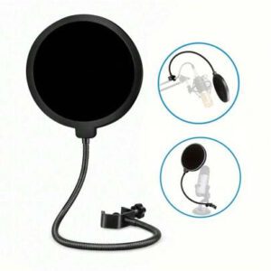 Filtre anti-pop professionnel pour microphone, avec fixation flexible à col de cygne 360° et double couche de filtre anti-bruit pour karaoké, streaming et enregistrement de podcast