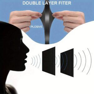 Filtre anti-pop professionnel pour microphone, avec fixation flexible à col de cygne 360° et double couche de filtre anti-bruit pour karaoké, streaming et enregistrement de podcast