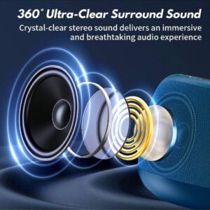 JYX JYX Mini enceinte Bluetooth portable (bleu), enceinte Bluetooth, 24 heures d'autonomie de la batterie, lumières LED, fonction TWS, emplacement pour carte TF, profitez de la musique à tout moment, n'importe où.