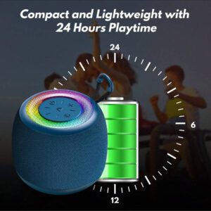JYX JYX Mini enceinte Bluetooth portable (bleu), enceinte Bluetooth, 24 heures d'autonomie de la batterie, lumières LED, fonction TWS, emplacement pour carte TF, profitez de la musique à tout moment, n'importe où.