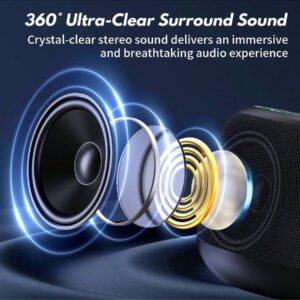 JYX JYX Mini enceinte Bluetooth portable (bleu), enceinte Bluetooth, 24 heures d'autonomie de la batterie, lumières LED, fonction TWS, emplacement pour carte TF, profitez de la musique à tout moment, n'importe où.