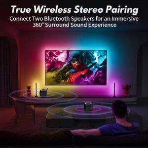JYX JYX Mini enceinte Bluetooth portable (bleu), enceinte Bluetooth, 24 heures d'autonomie de la batterie, lumières LED, fonction TWS, emplacement pour carte TF, profitez de la musique à tout moment, n'importe où.