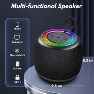 JYX JYX Mini enceinte Bluetooth portable (bleu), enceinte Bluetooth, 24 heures d'autonomie de la batterie, lumières LED, fonction TWS, emplacement pour carte TF, profitez de la musique à tout moment, n'importe où.
