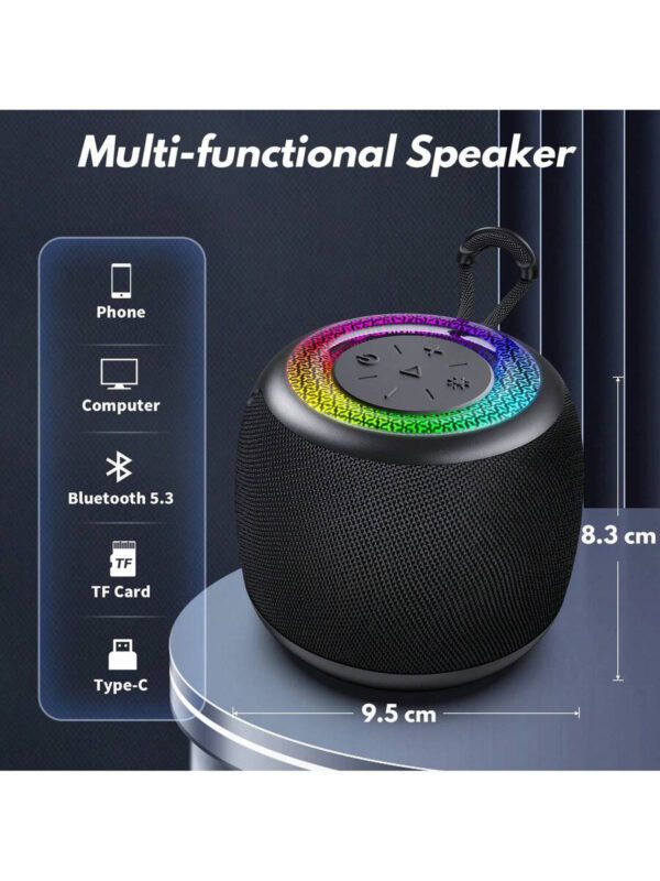 JYX JYX Mini enceinte Bluetooth portable (bleu), enceinte Bluetooth, 24 heures d'autonomie de la batterie, lumières LED, fonction TWS, emplacement pour carte TF, profitez de la musique à tout moment, n'importe où. – Image 14