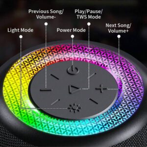 JYX JYX Mini enceinte Bluetooth portable (bleu), enceinte Bluetooth, 24 heures d'autonomie de la batterie, lumières LED, fonction TWS, emplacement pour carte TF, profitez de la musique à tout moment, n'importe où.
