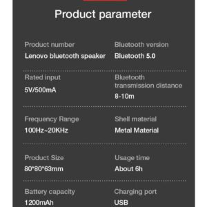Lenovo Haut-parleur Bluetooth sans fil portable Hifi K30, étanche, USB, enceinte extérieure, musique Surround, caisson de basses, micro, emballage en chinois