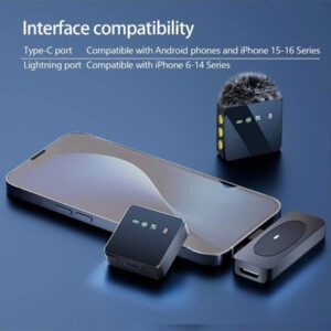 HITOZON Microphone sans fil professionnel pour smartphone, microphone sans fil plug-and-play avec 4 pièces, micro cravate pour l'enregistrement vidéo, l'enseignement, les interviews, les podcasts, les conférences, les vlogs, l'enregistrement, la diffusion en direct