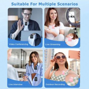 HITOZON Microphone sans fil professionnel pour smartphone, microphone sans fil plug-and-play avec 4 pièces, micro cravate pour l'enregistrement vidéo, l'enseignement, les interviews, les podcasts, les conférences, les vlogs, l'enregistrement, la diffusion en direct