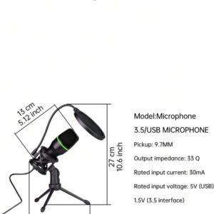 Microphone à condensateur de jeu esport avec prise USB