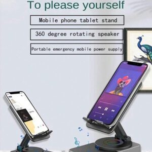 Support pliable réglable à 360° pour téléphone/tablette + Power Bank + Haut-parleur Bluetooth multifonction avec éclairage d'ambiance - un accessoire indispensable pour les personnes paresseuses