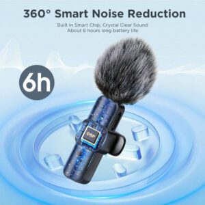 Microphone cravate sans fil professionnel pour smartphone, microphone sans fil plug-and-play pour enregistrement vidéo/audio, micro cravate clip-on pour interview/vlog/enseignement