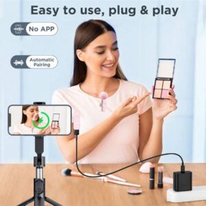 Microphone cravate sans fil professionnel pour smartphone, microphone sans fil plug-and-play pour enregistrement vidéo/audio, micro cravate clip-on pour interview/vlog/enseignement