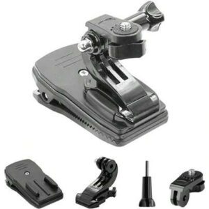Support de sac à dos avec clip de sac 360° et adaptateur de trépied à dégagement rapide compatible avec Go Por Hero 12 11 10 9 8 7 6 et plus (Noir)