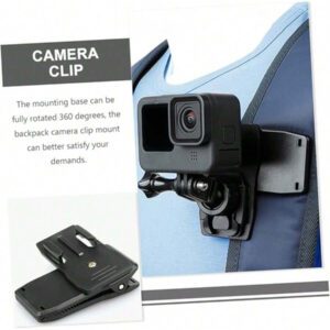 Support de sac à dos avec clip de sac 360° et adaptateur de trépied à dégagement rapide compatible avec Go Por Hero 12 11 10 9 8 7 6 et plus (Noir)