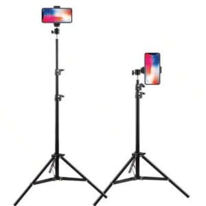 Trépied métallique pliable de 160,02 cm avec clip de support pour téléphone, trépied multifonction en fer, trépied pour téléphone et appareil photo, support métallique triangulaire universel