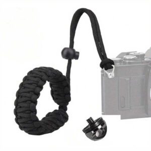 Sangle de poignet en nylon noir réglable avec vis 1/4" - sécuritaire pour Insta360, GoPro, Nikon, Canon, Olympus DSLR et stabilisateurs de cardan pour smartphone, accessoires photo | Sangle réglable | Sangle d'appareil photo
