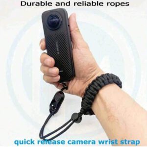 Sangle de poignet en nylon noir réglable avec vis 1/4" - sécuritaire pour Insta360, GoPro, Nikon, Canon, Olympus DSLR et stabilisateurs de cardan pour smartphone, accessoires photo | Sangle réglable | Sangle d'appareil photo