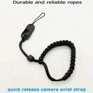 Sangle de poignet en nylon noir réglable avec vis 1/4" - sécuritaire pour Insta360, GoPro, Nikon, Canon, Olympus DSLR et stabilisateurs de cardan pour smartphone, accessoires photo | Sangle réglable | Sangle d'appareil photo