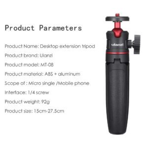 Ensemble trépied vlog pour téléphone DSLR SLR Ulanzi MT-08 KIT avec support de montage de chaussure froide pour téléphone pour microphone LED lumière mini trépied compatible avec l'iPhone 13