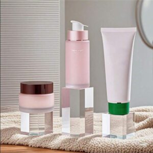3 pièces Supports de photographie en acrylique pour la mise en scène. Blocs de fond plat pour mariage. Bloc de timbre clair pour l'affichage, l'art des ongles, les bijoux et la photographie de fond