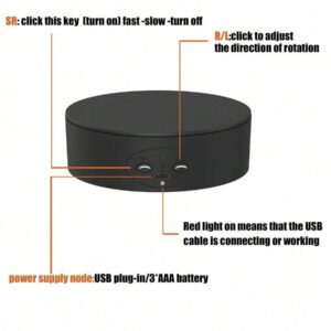Plateau tournant électrique de 5,1 pouces/13 cm pour prise de vue panoramique 360 degrés, charge de 8,8 lb/4 kg, base rotative réglable 360 degrés pour la photographie, les bijoux, les modèles 3D, les montres, alimentation par batterie/USB, plateau tournant motorisé